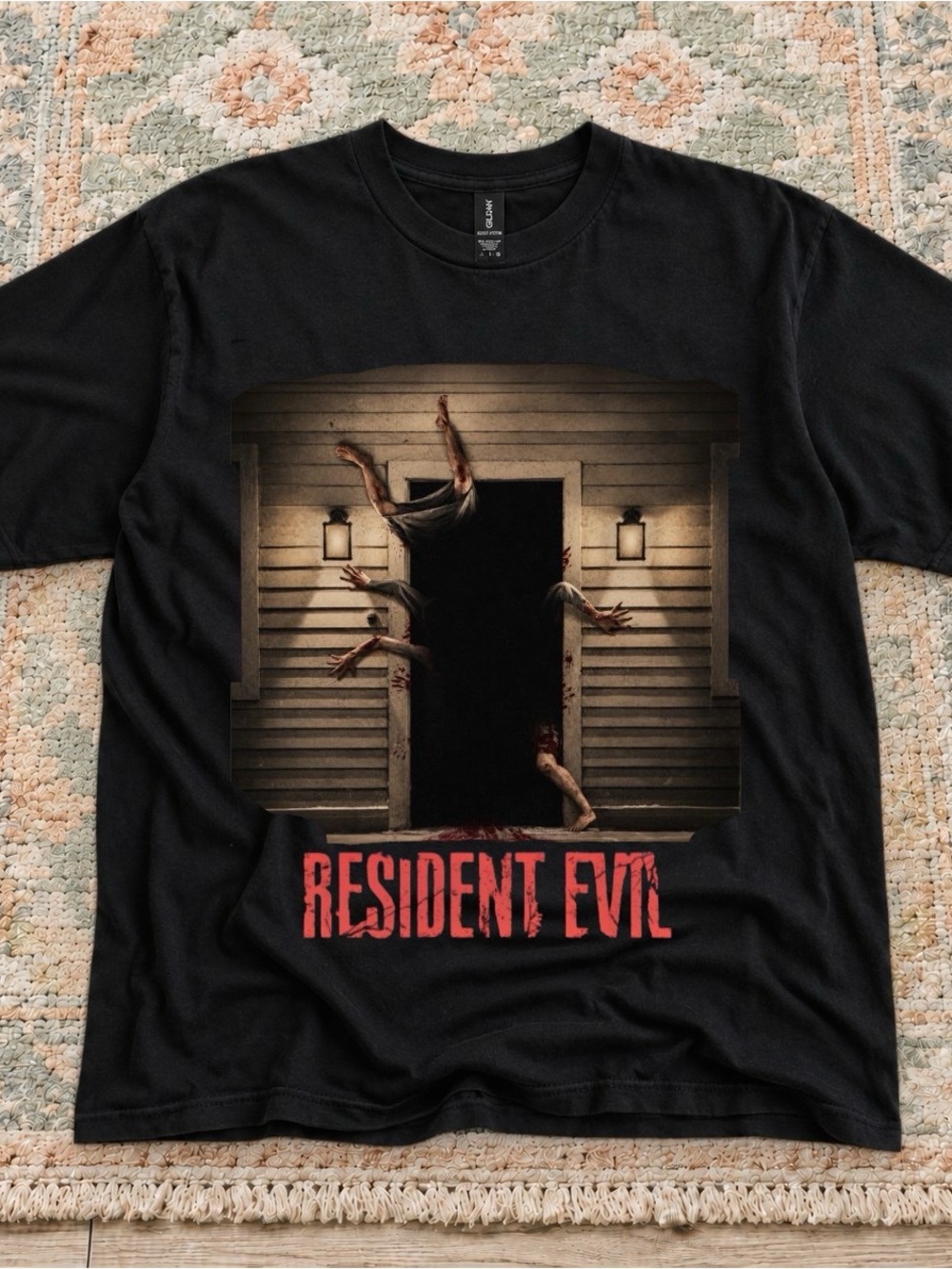 Horror Movie Resident Evil Doorway Graphic Tee Black Shirt
